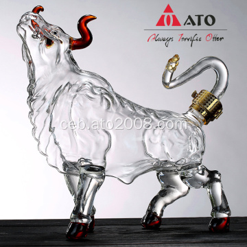 Bag-ong hayop nga kolor sa Bull Balko Whaped Bisky Glass Decanter